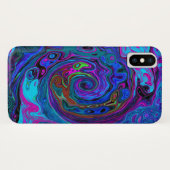 Coques Case-Mate iPhone Tourbillon Abstrait Rétro Bleu et Violet (Dos (Horizontal))