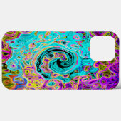 Coques Case-Mate iPhone Tourbillon Liquide Rétro Abstrait Groovy Bleu Aqua (Verso (horizontal))