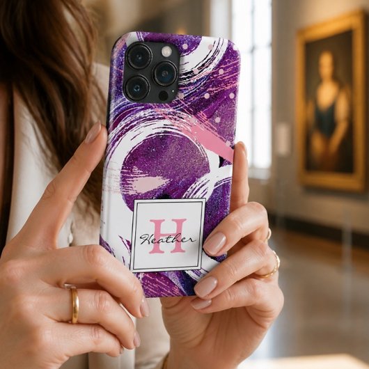 Coques Case-Mate iPhone Tourbillon Moderne Brouillard Violet Monogramme Ab