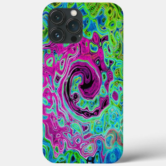 Coques Case-Mate iPhone Tourbillon rétro Super rose et bleu chaud (Verso)
