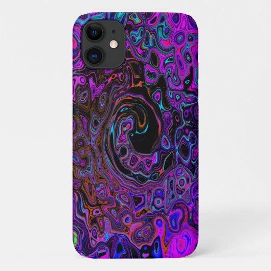 Coques Case-Mate iPhone Tourbillonnement Liquide Rétro Noir et Magenta (Dos)
