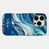 Coques Case-Mate iPhone Tourbillons d'hiver bleus et gelés (Verso (horizontal))