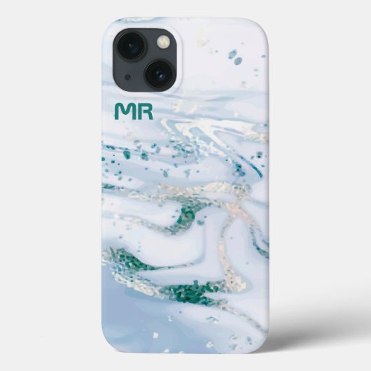 Coques Case-Mate iPhone Tourbillons en marbre blanc et bleu (Verso)