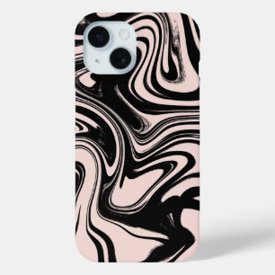 Coque Pour iPhone 15 Tourbillons Rétro Noir & Beige