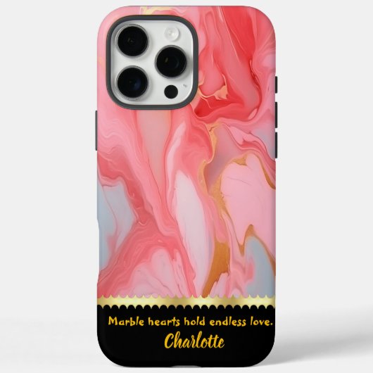 Coques Case-Mate iPhone Tourbillons roses et or sur toile de marbre (Verso)