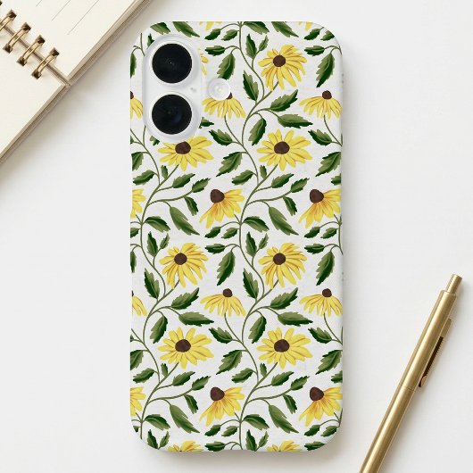 Coques Case-Mate iPhone Tournesol Aquarelle Fleur Sauvage Jaune Vert