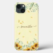 Coques Case-Mate iPhone Tournesol Aquarelle Florale Nom du script (Verso)