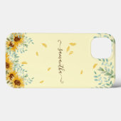 Coques Case-Mate iPhone Tournesol Aquarelle Florale Nom du script (Verso (horizontal))