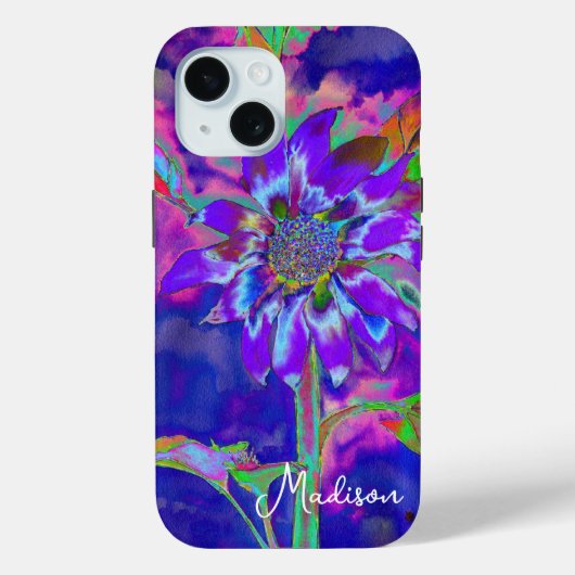 Coques Case-Mate iPhone Tournesol bleu Abstrait | retro funky (Verso)