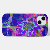 Coques Case-Mate iPhone Tournesol bleu violet abstrait | rétro funky (Verso (horizontal))