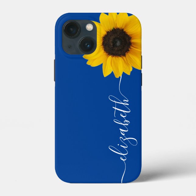 Coques Case-Mate iPhone Tournesol brillant Nom de tige de script Bleu Coqu (Verso)