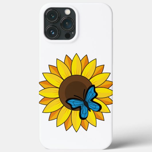 Coques Case-Mate iPhone Tournesol et papillon bleu (Verso)