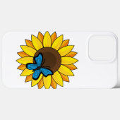 Coques Case-Mate iPhone Tournesol et papillon bleu (Verso (horizontal))