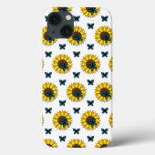 Coques Case-Mate iPhone Tournesol et papillon bleu (Verso)