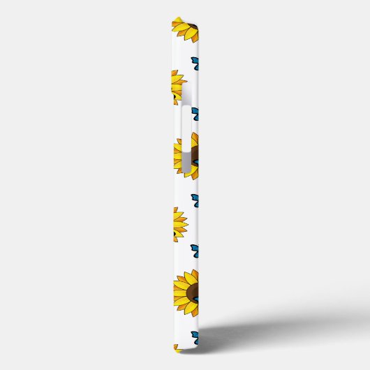 Coques Case-Mate iPhone Tournesol et papillon bleu (Verso / Gauche)