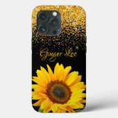 Coques Case-Mate iPhone Tournesol et Parties scintillant avec nom (Verso)