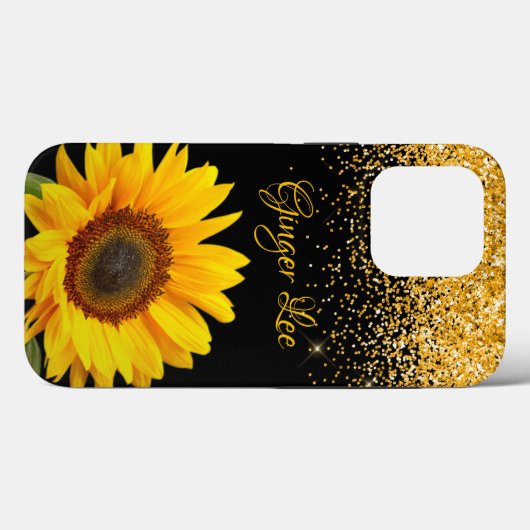 Coques Case-Mate iPhone Tournesol et Parties scintillant avec nom (Verso (horizontal))