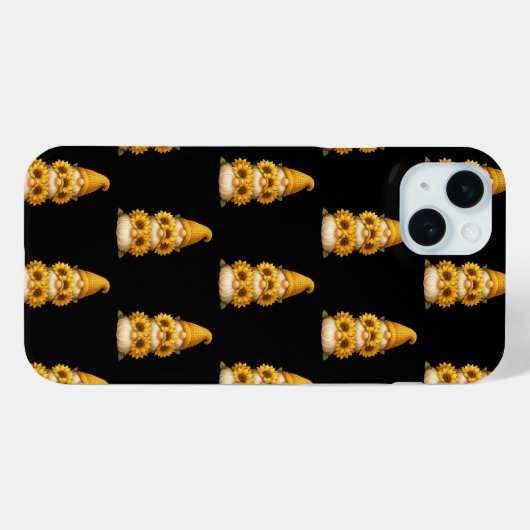 Coques Case-Mate iPhone Tournesol Gnome sourires cachés sous l'or (Verso (horizontal))