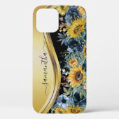 Coques Case-Mate iPhone Tournesol jaune Floral Nom du monogramme (Verso)