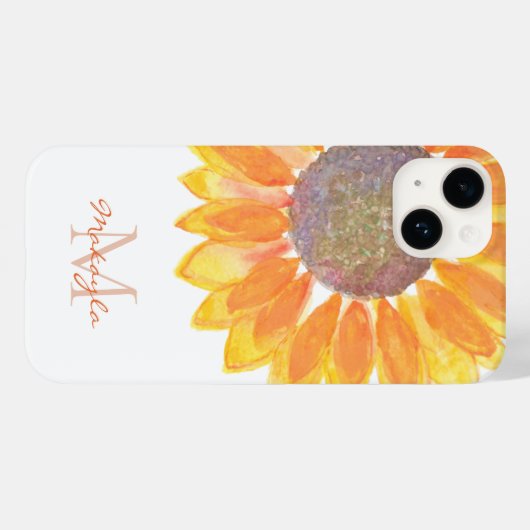Coques Case-Mate iPhone Tournesol monogramme (Verso (horizontal))