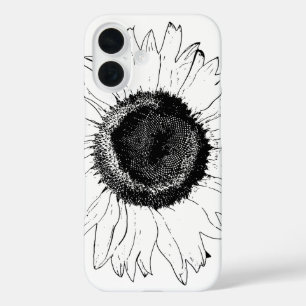 Coques iPhone 16 Tournesol noir et blanc
