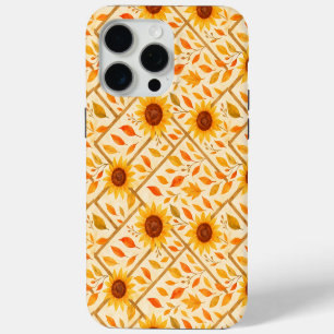 Coque iPhone 15 Pro Max Tournesol rétro et aquarelle rustique