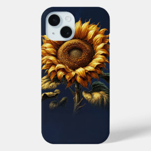 Coque Pour iPhone 15 Tournesol Rustique Bleu