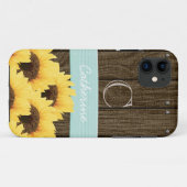 COQUES Case-Mate iPhone TOURNESOL RUSTIQUE D'AQUA DÉCORÉ D'UN MONOGRAMME (Dos (Horizontal))
