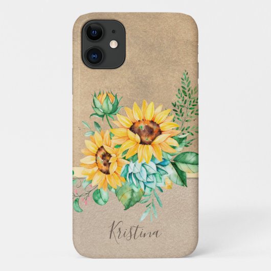 Coques Case-Mate iPhone Tournesol rustique de nom (Dos)