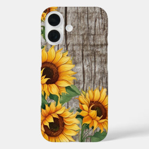 Coques iPhone 16 Tournesol rustique et Bardeau gris Patiné