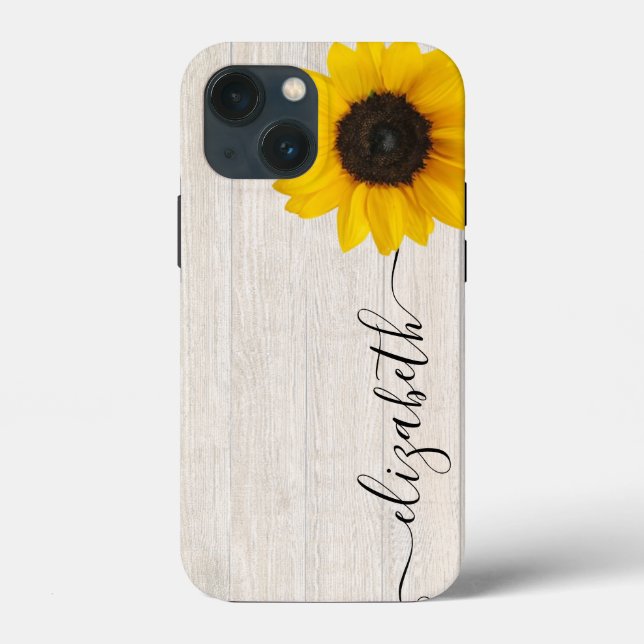 Coques Case-Mate iPhone Tournesol rustique Script Nom de tige Téléphone Bo (Verso)