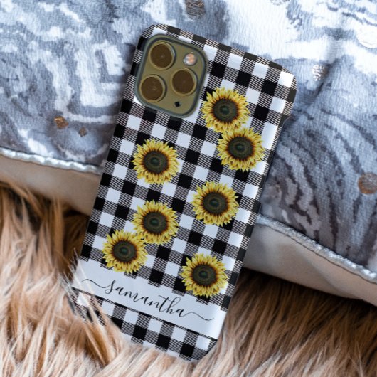 Coques Case-Mate iPhone Tournesol tressé noir blanc Monogramme