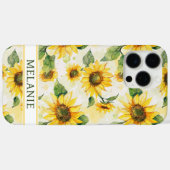 Coques Case-Mate iPhone Tournesols à l'aquarelle Monogrammées (Verso (horizontal))