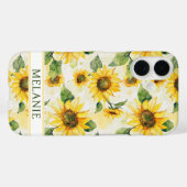 Coques Case-Mate iPhone Tournesols à l'aquarelle Monogrammés (Verso (horizontal))