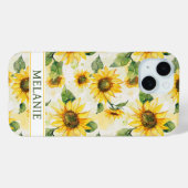 Coques Case-Mate iPhone Tournesols à l'aquarelle Monogrammés (Verso (horizontal))