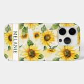 Coques Case-Mate iPhone Tournesols à l'aquarelle Monogrammés (Verso (horizontal))