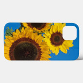 Coques Case-Mate iPhone Tournesols contre clôture bleue (Verso (horizontal))