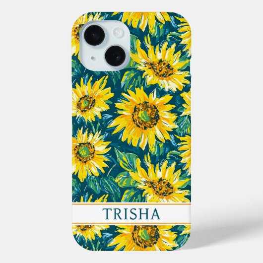 Coques Case-Mate iPhone Tournesols modernes monogrammés (Verso)