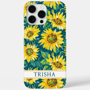Coques iPhone 16 Pro Max Tournesols Modernes Monogrammés