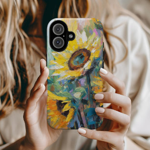 Coques iPhone 16 Tournesols Peinture Abstraite Florale moderne