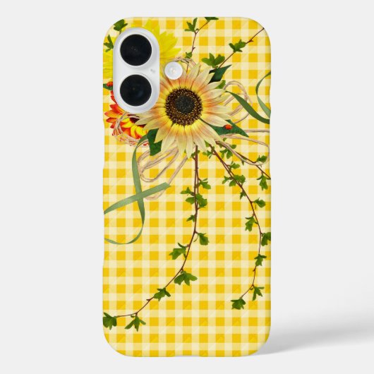 Coques Case-Mate iPhone Tournesols Sur En vichy Jaune (Verso)