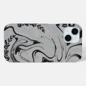 Coques Case-Mate iPhone Tournure de feuille de marbre noir et blanc élégan (Verso (horizontal))