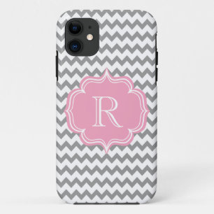 Etui iPhone Case-Mate Tout le monogramme rose de fille et gris chic de