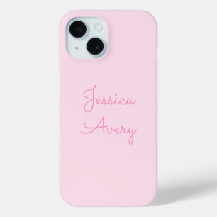 Coque Pour iPhone 15 Tout nom   Cute rose Cursive