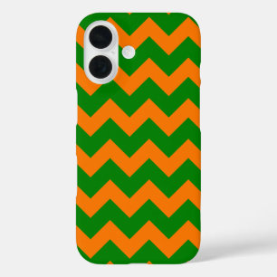 Coques iPhone 16 Tout sur Chevron Imprimer Kelly Green et Orange