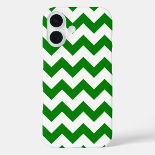 Coques iPhone 16 Tout sur Chevron Imprimer Kelly Vert et Blanc