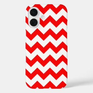 Coques iPhone 16 Tout sur Chevron Imprimer Zags blanc et rouge Zig
