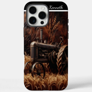 Coques iPhone 16 Pro Max Tracteur antique en champ de blé