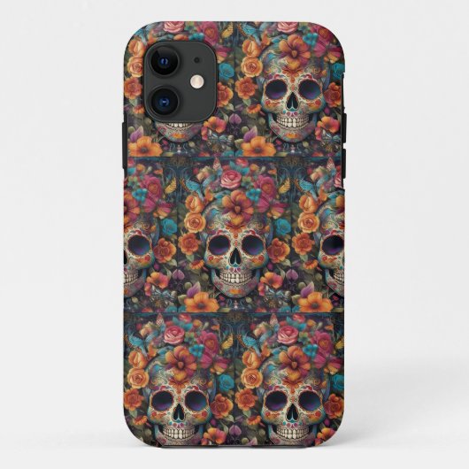 Coques Case-Mate iPhone Tradition hypnotisante : Crâne sucrier vibrant (Dos)
