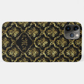 Coques Case-Mate iPhone Trait or brillant damassé noir (Dos (Horizontal))